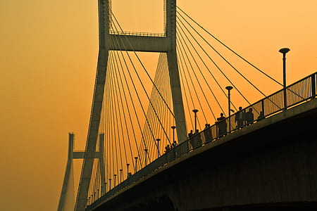 people standing on suspension bridge during daytime thumbnail