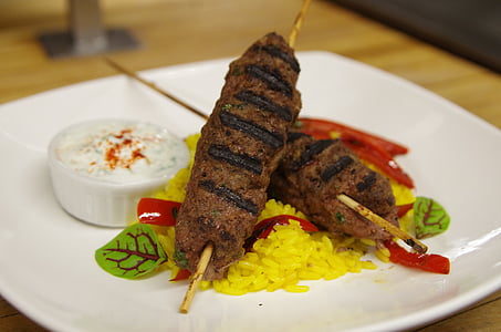 grilled meat on white ceramic plate thumbnail