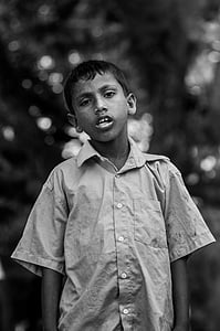 grayscale photography of boy thumbnail