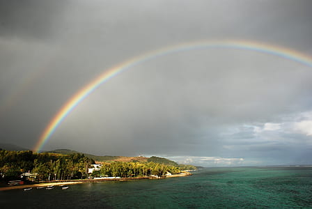 rainbow on shore and sea thumbnail