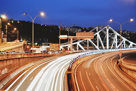 timelapse photo of hi-way during night thumbnail