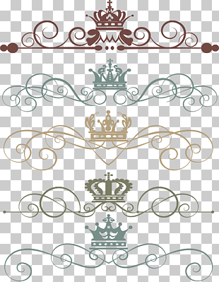 Pattern border, five assorted-color crown illustrations PNG clipart