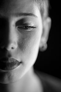 grayscale photography of woman's face thumbnail