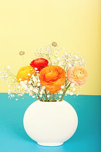 flower arrangement with white ceramic vase thumbnail