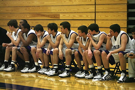 basketball team, nail biter, game, competition, bench, players thumbnail