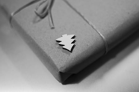 grayscale photo of Christmas tree frame emblem thumbnail