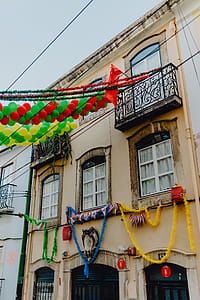 Streets decorated for the Saint Anthony Feast in Lisbon, Portugal thumbnail