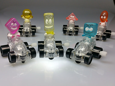 Plastic Car toys with cartoon drivers thumbnail