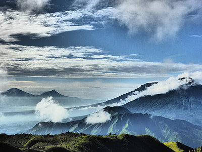 black and white mountains under white sky at daytime thumbnail