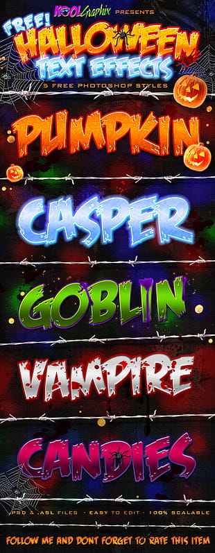 Creative halloween font style Photoshop Styles psd file