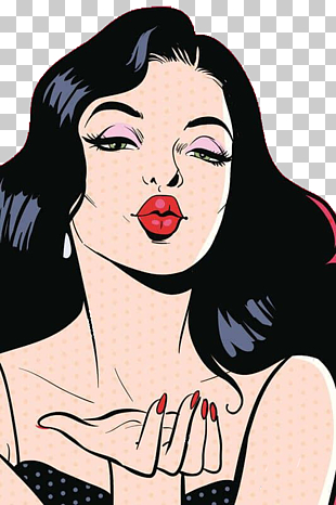 Pop art Drawing Poster Illustration, European and American pop style girl, woman in red lipstick illustration PNG clipart