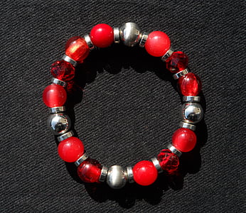 beaded red and gray bracelet thumbnail