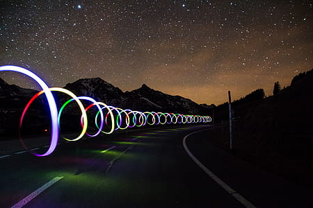 time lapse of free road with spiral lights thumbnail