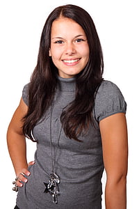 woman wearing gray turtleneck cap-sleeved top thumbnail