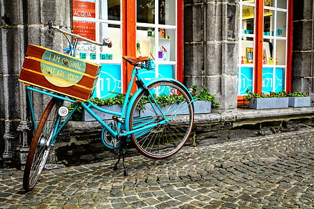 teal city bike with stand thumbnail