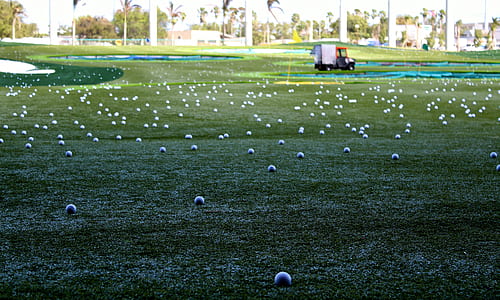 golf ball lot on golf course thumbnail