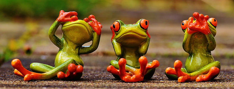 three green frog sitting on street illustration thumbnail