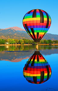 hot air balloon over body of water thumbnail