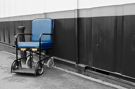 empty blue and black transit wheelchair thumbnail