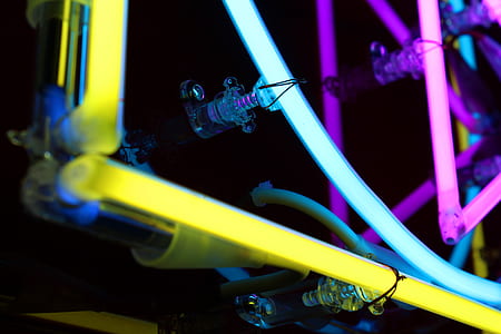 yellow, teal, and pink neon lights thumbnail