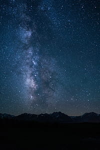 silhouette of mountain under blue and white nebula thumbnail