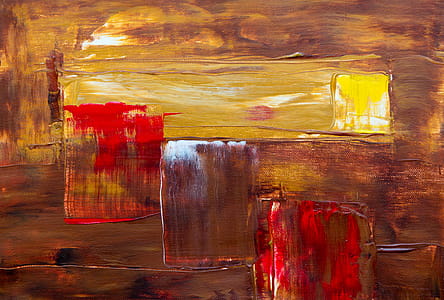 Yellow, Red, And Brown Abstract Painting thumbnail