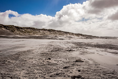 dried field under cloudy sky during daytime thumbnail