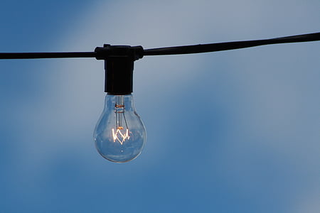 turned on light bulb on wire thumbnail