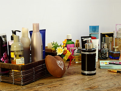pump bottle beside wooden tray thumbnail