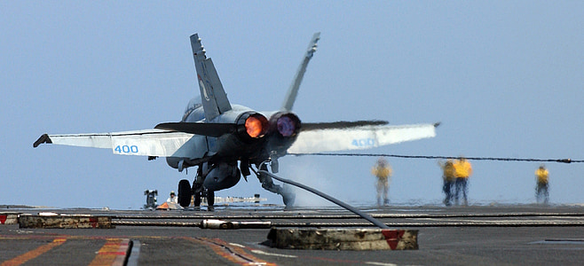 gray aircraft about to take off thumbnail