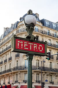 shallow focus photography of black and red Metro street post thumbnail