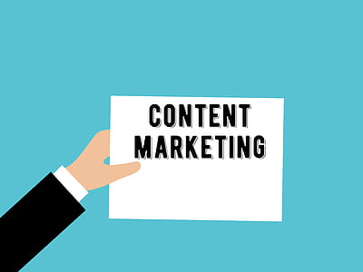 Illustration of sign that says Content Marketing held by a hand thumbnail