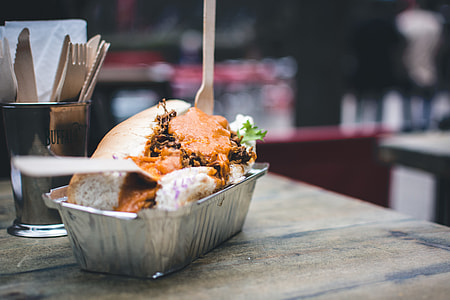 Pulled pork sandwich with cheese sauce thumbnail