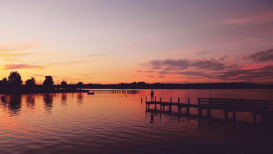 jetty, sea, dawn, sky thumbnail
