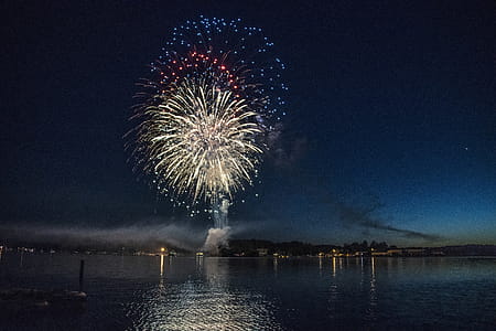 Red, Blue, and White Firework Display thumbnail