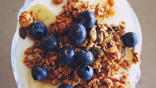 cooked food with blueberries on top thumbnail