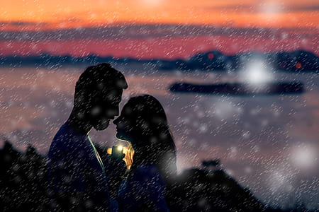 silhouette of man looking to woman's eyes thumbnail