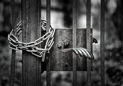 grayscale photo of lock gate thumbnail