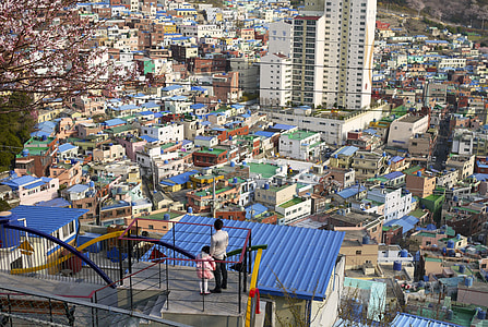 bird's eye photography of high-rise building and houses thumbnail