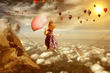 girl walking on black string painting thumbnail