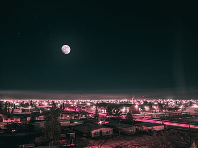 bird's eye view of houses during night thumbnail
