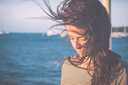 woman wearing striped top thumbnail