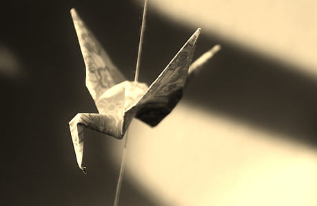 selective focus photography of grey crane origami thumbnail