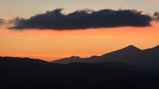 silhouette of mountains during golden hour thumbnail