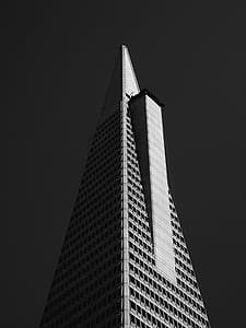grayscale photo of pyramid high rise building thumbnail