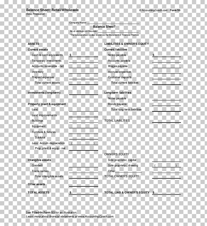 Balance Sheet Business Sole Proprietorship Form Microsoft Excel