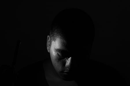 grayscale photography of man's face thumbnail