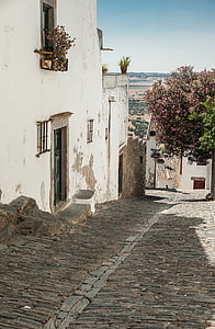 alley beside white concrete houses thumbnail