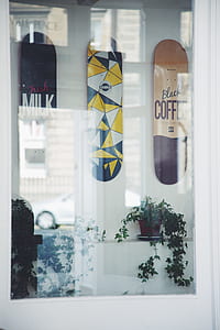 three assorted-color skateboard deck wall decors thumbnail