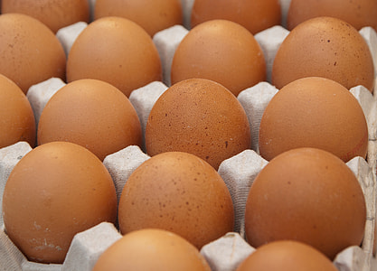 close-up of tray of brown eggs thumbnail